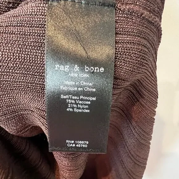 Rag & Bone Dawson Polo Dress Ribbed Knit Stretch Brown Size XXS /XS NWT